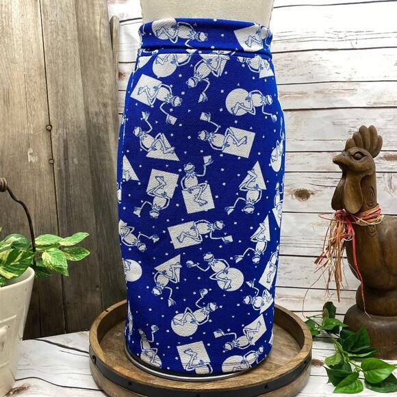 LuLaRoe Cassie Kermit Frog Toilet Paper Disney L Knee Length Muppets Blue White - Picture 1 of 6